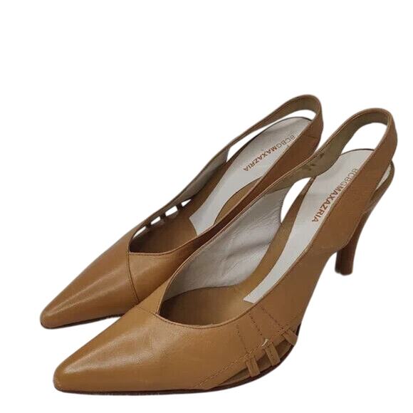Tan leather Y2K BCBGMaxazria Pointed Toe Pump size 8B - Picture 1 of 11